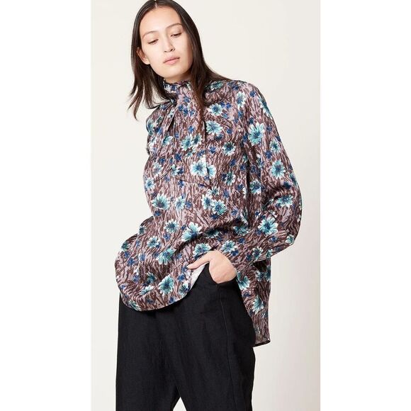 Rachel Comey Tie Rite Blouse in Brown Daisy NWT Size Medium - Picture 3 of 9